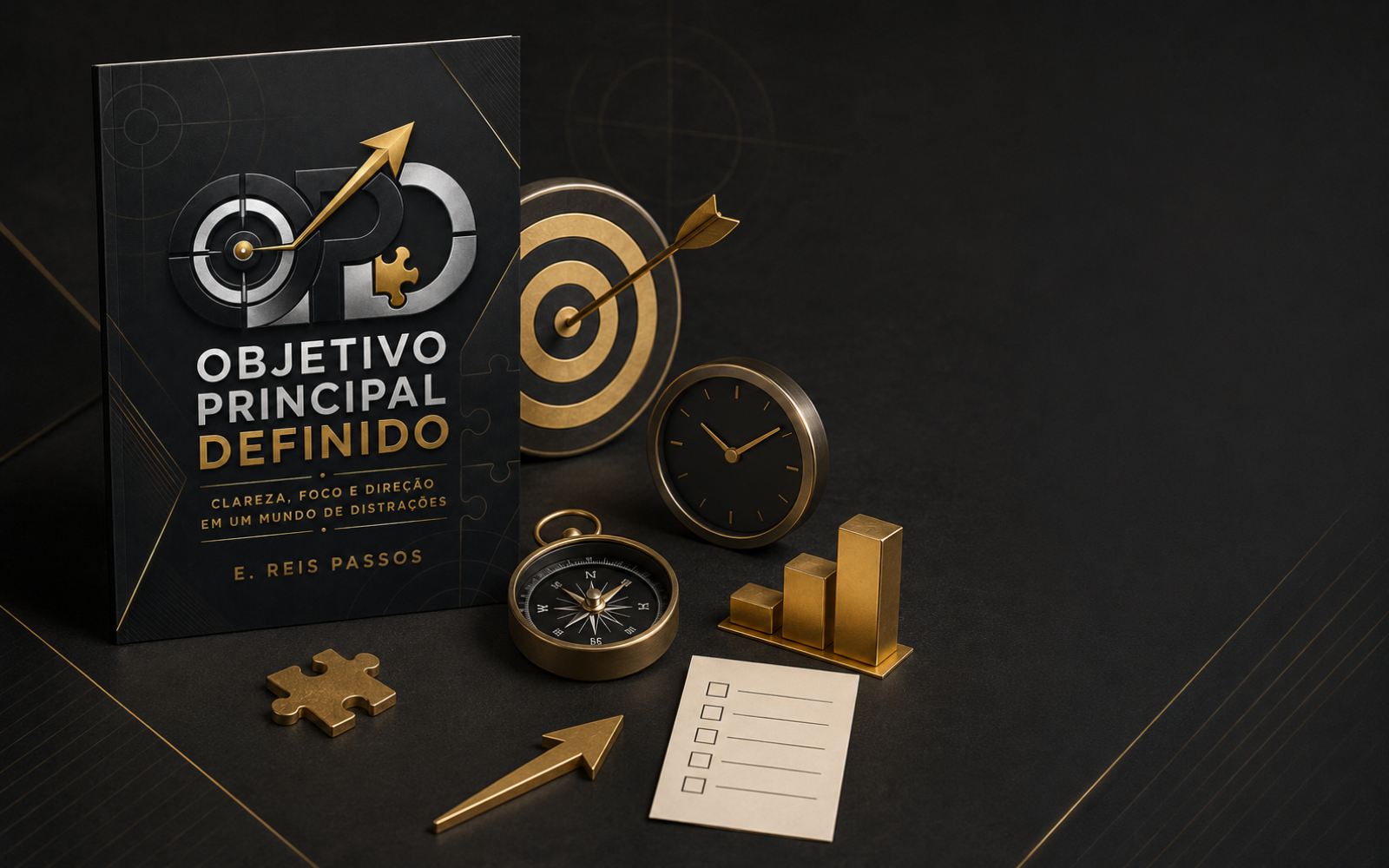 Símbolos de foco, clareza, tempo e direção
